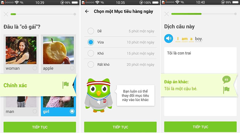 phần mềm học tiếng anh miễn phí Duolingo