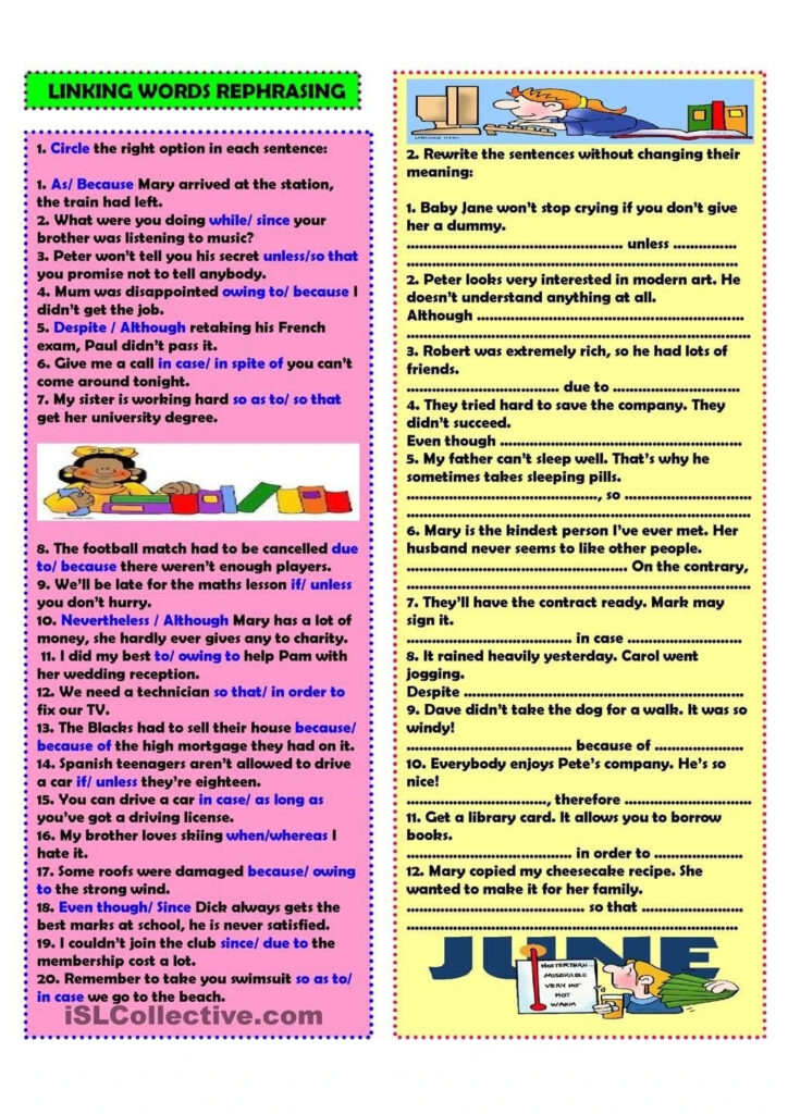 Bài tập áp dụng Linking Words - Từ Nối IELTS
