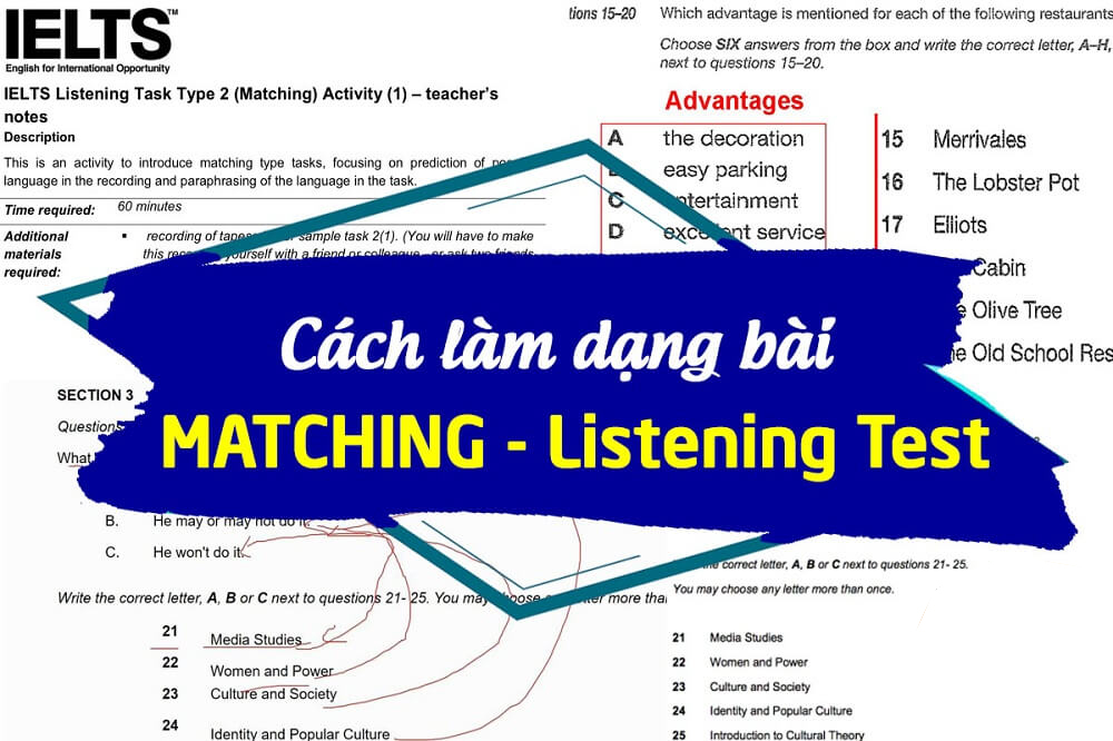 Hướng Dẫn Cách Làm Dạng Matching - IELTS Listening
