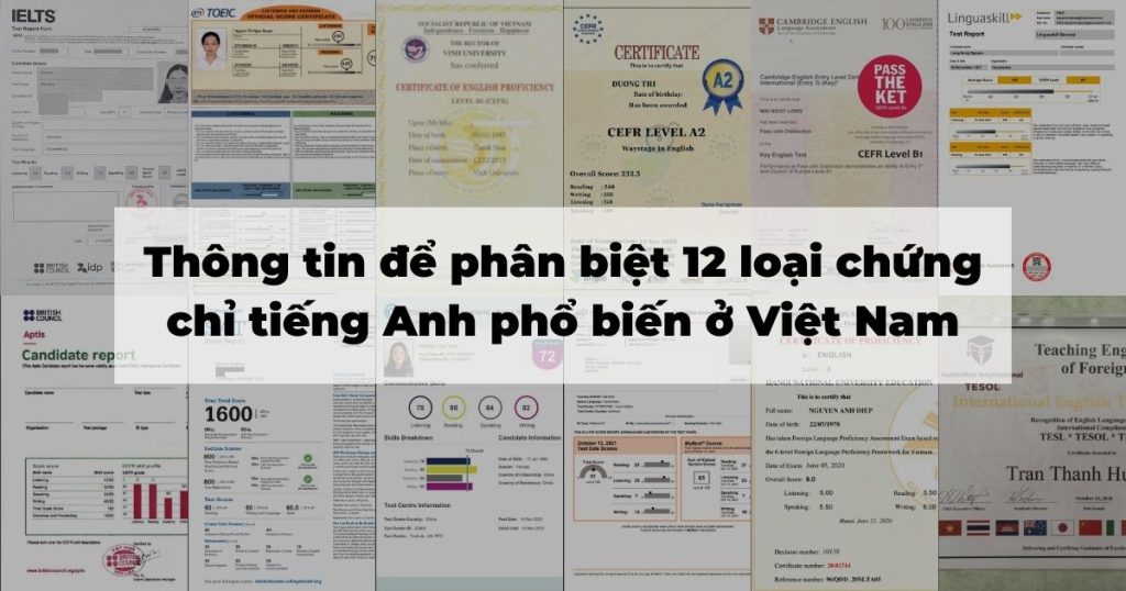 Phân biệt 12 loại chứng chỉ tiếng Anh phổ biến ở Việt Nam